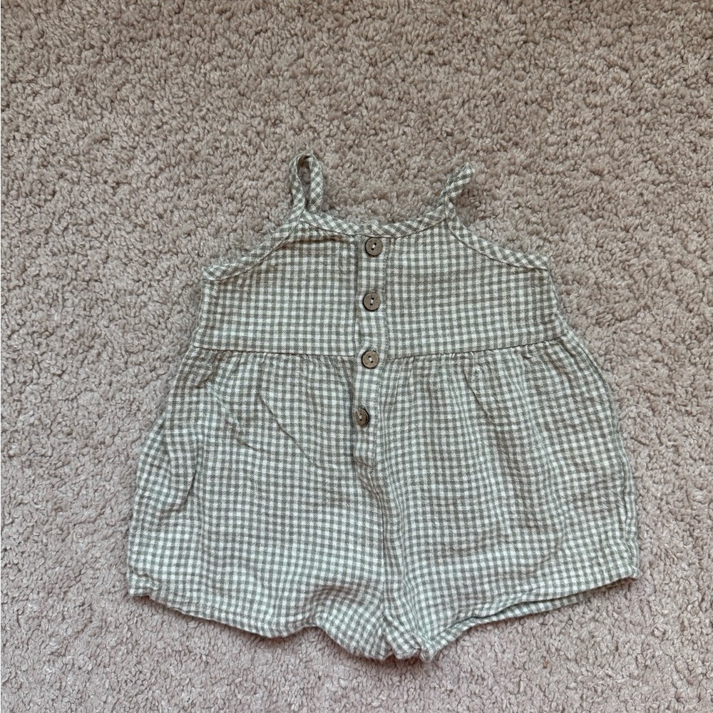 Rylee + Cru Gingham Button-Up Baby Romper
